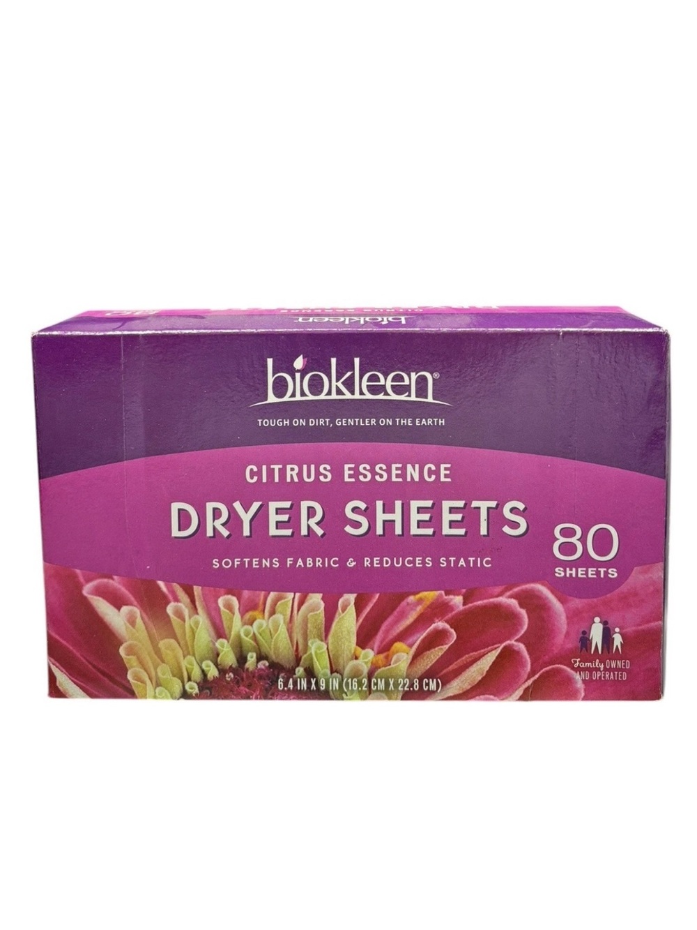 Biokleen Laundry Dryer Sheets CITRUS ESSENCE Fabric Softener Reduces Static 80
